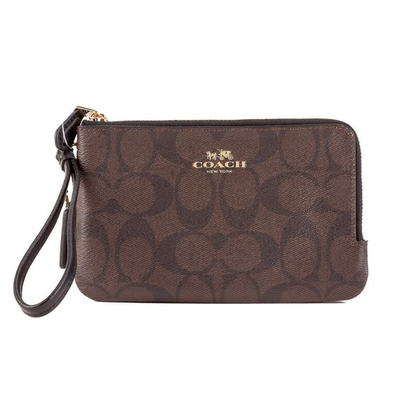 Coach Corner Zip F66506 Double Signature Wristlet - Picture 1 of 9